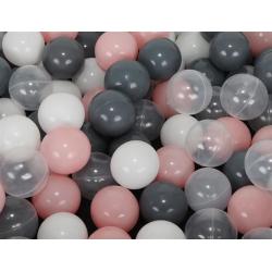 100 vnt. spalvotų plastikinių kamuoliukų 5.5 cm. pilki - rožiniai